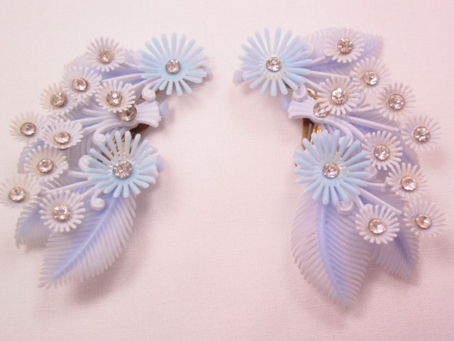Frilly Leaf and Flower Earrings of Soft Plastic