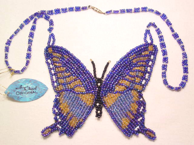 A. Chael Original Blue and Gold Butterfly Necklace