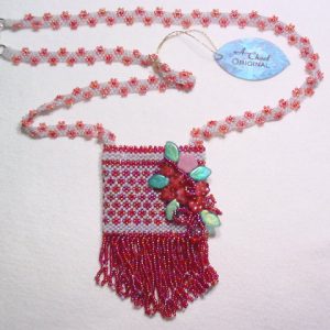 A. Chael Original Maroon and Gray Amulet Pouch Necklace