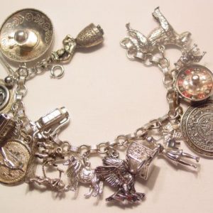 Huge Sterling Charm Bracelet with 17 Charms