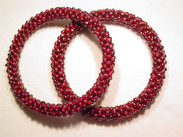 Pair of Beaded Garnet Bracelets