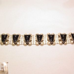 Mexico Silver Linked Bracelet with Black Faces