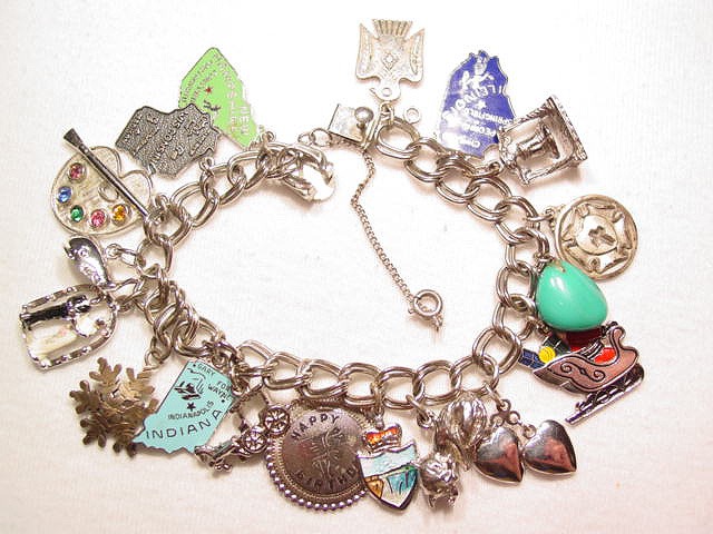 Sterling Charm Bracelet with 18 Charms