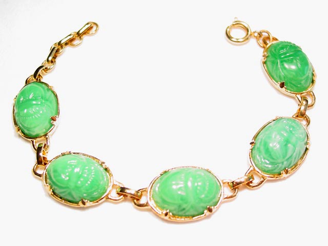 Green Plastic Scarab Bracelet