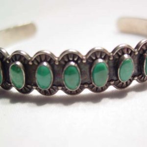 Indian Design Green Turquoise Thin Cuff Bracelet