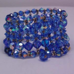 Beautiful Wide Blue Aurora Borealis Bead Bracelet