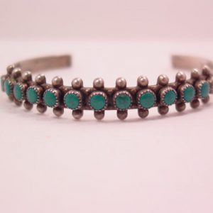 Small Sterling and Green Turquoise Cuff Bracelet