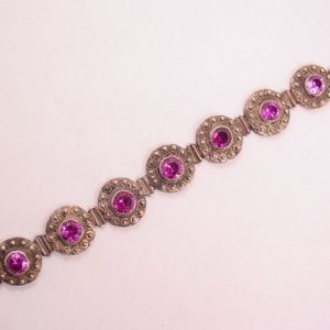 Purple and Silvertone Old Heavy Bracelet