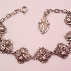 Sterling Double-Rose Religious Bracelet