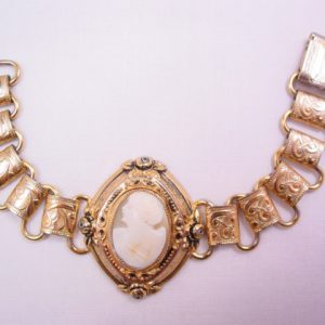 Old Real Shell Cameo Linked Bracelet