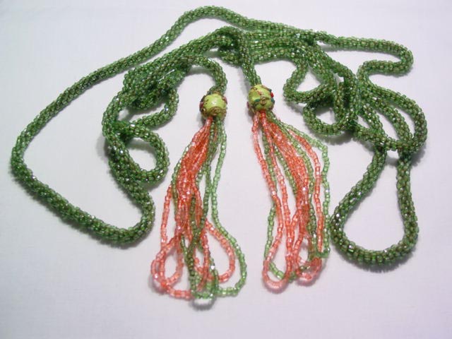 Green and Pink Glass Rope Belt