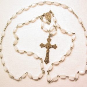 Small White Glass Rosary