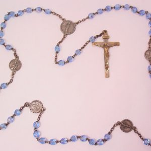 Italian Blue Aurora Borealis Crystal Our Lady Rosary