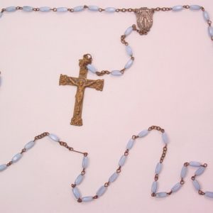 Pearly Pale Blue Glass Rosary