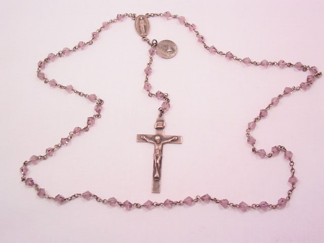 Sterling and Lavender Glass Rosary