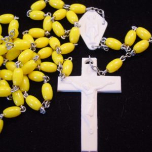 Yellow and White Plastic Rosary