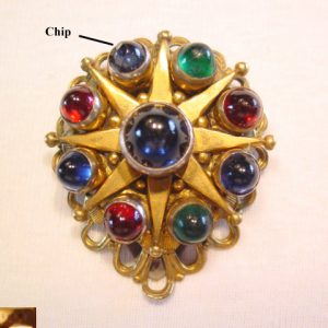 Red, Green and Blue Cabochon Dress Clip