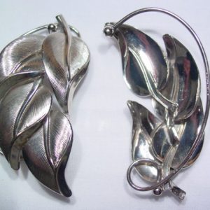 Mamselle Wrap-Around Silvertone Leaf Earrings