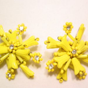 Old Opaque Yellow Snowflake Earrings