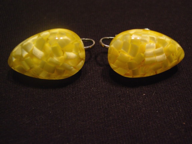 Pear Shaped Yellow Plastic Earrings
