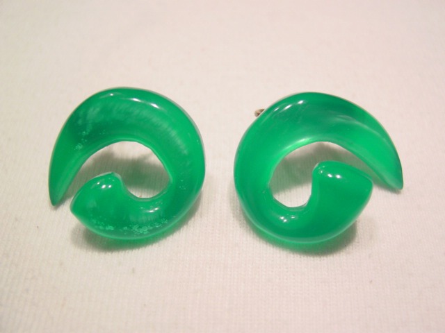 Green Moonglow Twist Earrings