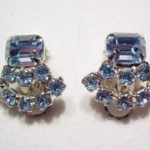 Bright Light Blue Rhinestone Earrings