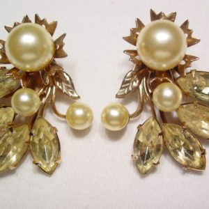 Yellow and Pearl Earrings