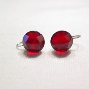 Red-on-Dark Red Doublet Earrings