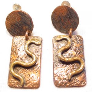Copper and Brass Snake Earrings