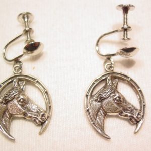 Horsehead in Horseshoe Sterling Earrings