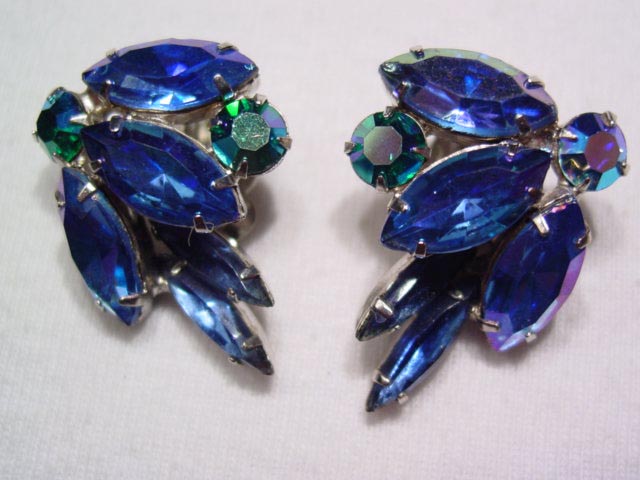 Bright Blue Aurora Borealis Weiss Earrings