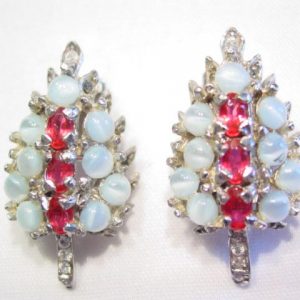 Beautiful Moonstone and Cranberry Leaf Earrings