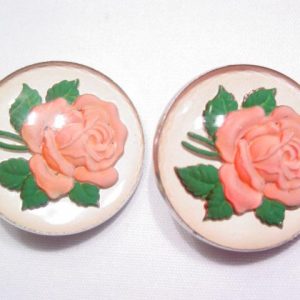 Reversed Glass Pink Rose Earrings