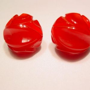 Carved Cherry Bakelite Earrings