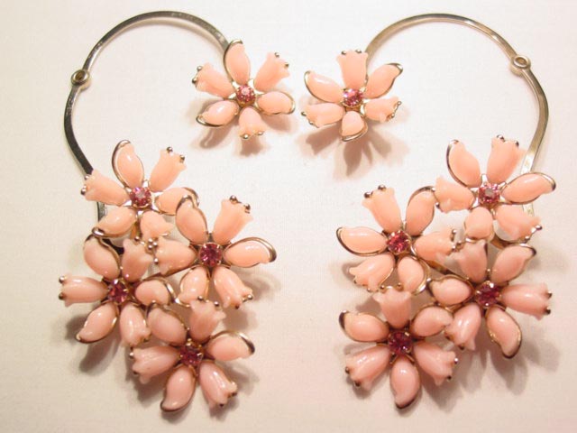Pink Plastic Flowers Wrap-Around Earrings