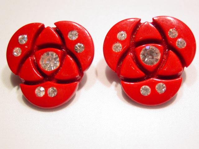 Red Radioactive Rhinestone Earrings