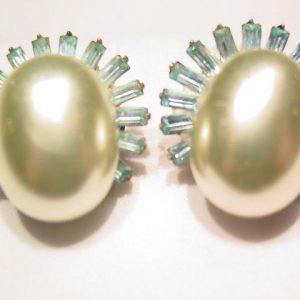 Pearl and Aqua Rhinestone Earrings