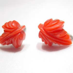 Red Plastic Leaf Earrings
