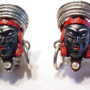 Blackamoor Figural Plastic Earrings