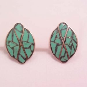 Sterling Mosaic Turquoise Earrings