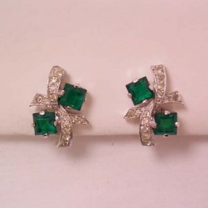 Panetta Emerald Green Square Bow Earrings