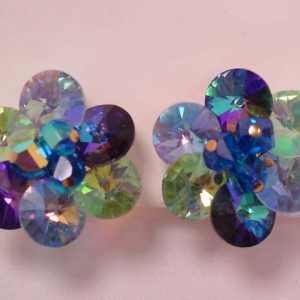 Blue and Green Aurora Borealis Vendome Earrings