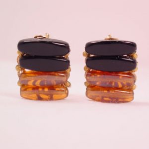 Wingback Brown and Black Glass Earrings
