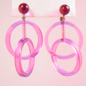 Purple and Pink Lucite Hoop Earrings