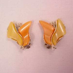 Orange and Yellow Thermoset Art Earrings