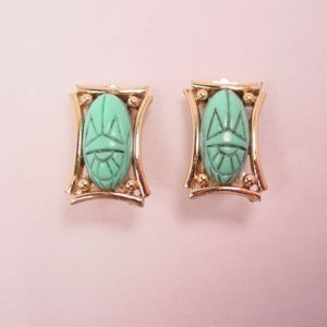 Imitation Turquoise Scarab Earrings