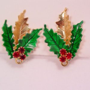 Christmas Holly Leaf Earrings