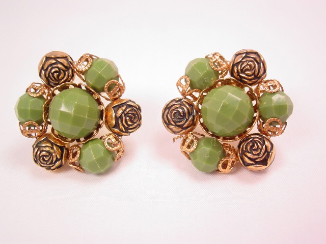 Olive and Roses Earrings