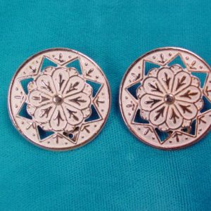 Stamped White Enamel Round Earrings