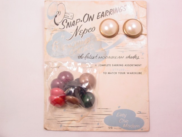 Nepco Interchangeable Snap-On Earrings on Original Card